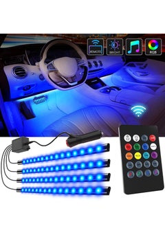 اشتري Car LED Interior Lights 4PCS 48 LED Interior Lights DC 12V Multicolor Music Car Strip Light Under Dash Lighting Kit with Sound Active Function and Wireless Remote Control Car Interior Accessories في الامارات