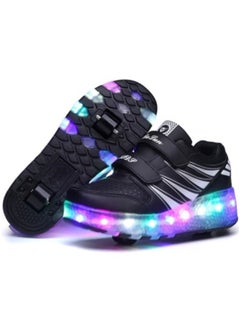 Buy Roller Skates Kids Roller Shoes Boys Girls Sneakers with Wheels Flashing Sport Sneaker Rechargeable Roller Skates Black in UAE