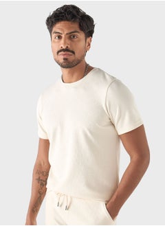 Buy Textured Crew Neck T-Shirt in UAE