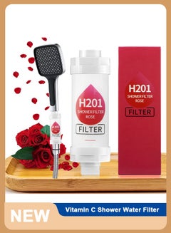 Buy Shower Head Filter - Vitamin C Shower Infuser , Hard Water Softener, Chlorine & Fluoride Shower Filter, Water Purifying Filtered Shower Head with Beads, Helps Dry Skin & Hair Loss (Rose) in UAE