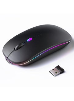 اشتري Wireless Mouse Led Slim Dual Mode Bluetooth 5.1 + Usb 2.4Ghz Rechargeable Silent Bluetooth Wireless Mouse Computer Mice With Usb Receiver في السعودية