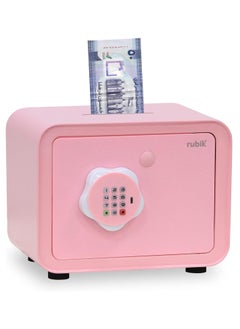 Buy Piggy Bank Safe with Digital Password and Key Lock, Cash Coins Drop Slot Money Saving Box for Kids Boys Girls Adults (18x24x16cm) Pink in UAE