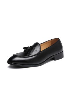 Buy Pointed Toe Casual Leather Shoes Men's Fall/winter Slip-on Loafer Shoes Korean Style British Style Men's Shoes in Saudi Arabia