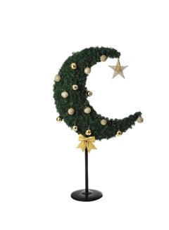 Buy Homesmiths Ramadan Crescent Moon Tree Green Color 90cm with 60 string Lights Battery Operated, 8 Balls, Star & Bow in UAE
