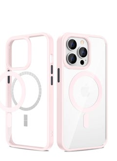 Buy Case for iPhone 13 Pro Max  Magnetic Case, Clear Hard PC Back Cover + Soft TPU Frame Slim Resist Scratches Protective Bumper Magnet Case for iPhone 13 Pro Max 6.7” - Rose Pink in Egypt