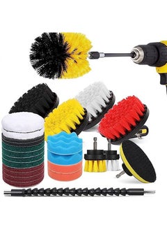 Buy 24-Piece Drill Brush Accessories Set,Matte Pad and Sponge,Electric Matte Brush Band Extendin,Clean for Grout,Tiles,Sinks,Bathtub,Bathroom,Kitchen in Saudi Arabia