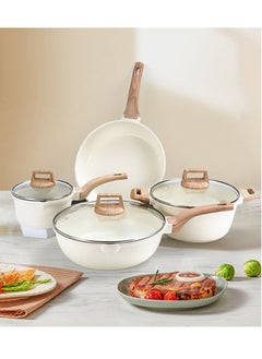 Buy 7-Piece Cook Set,  Saucepans 18/24/28 cm with Airtight Lids, 28cm Frying Pans, All Heat Sources Including Induction in UAE