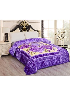 اشتري 2Ply Blanket Cloudy Embrossed Super Soft Blanket 220*240CM 13LBS Purple في الامارات