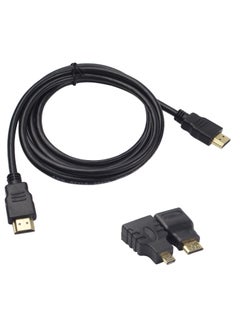 اشتري Black 3-In-1 HDMI To HDMI/Micro HDMI/Mini HDMI Adapter Cable,1.5 Meter في السعودية
