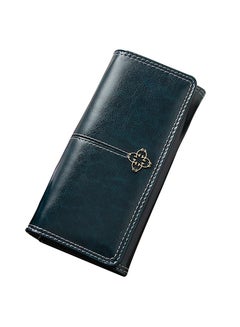 Buy Long Vintage PU Leather Wallet Zipper Large Capacity Multi-Slot Blue Clutch 19*10*4 in Saudi Arabia