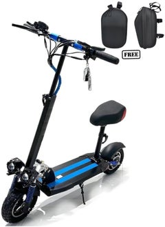 اشتري Z2 (E10) Powerful Electric Scooter With Seat, 48V, Foldable, Front & Side Led lights, 1 Year Warranty, Anti-Theft, FREE HANDLEBAR BAG, Blue في الامارات