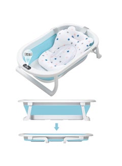 Buy Baby Bathtub Bath Accessories Folding Tub with Pillows and Small Toys（Blue） in UAE