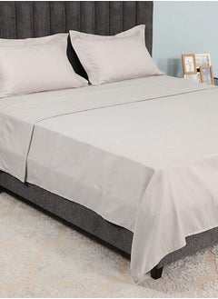 Buy Pin Stripe Super King Flat Sheet Set, Grey – 250 TC, 274x274 cm in UAE