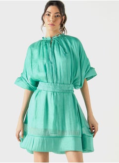 Buy Tiered Tie Detail Cape Sleeve Dress in Saudi Arabia