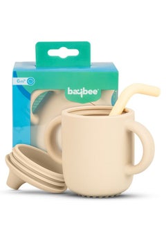 Buy BAYBEE Baby BPA-Free Silicone Sipper Cup Drinking Training Anti Spill Sippy Cup with Silicone Straw & Lid for BabyToddler Spill Proof  Non-Slip Twin Handles Spout Cup for Infants Kids 6+ Months Ivory in UAE