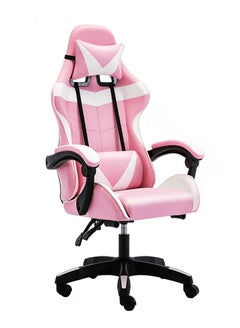 اشتري Gaming Chair  Office Desk Chair Pu Leather High Back Adjustable Swivel Lumbar Support Reclining Ergonomic Gamers Chair (Pink) في الامارات