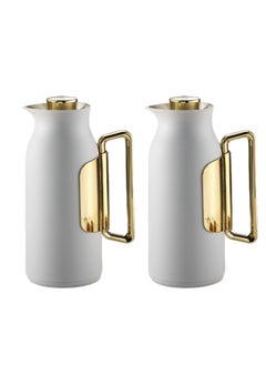 Buy Thermos Set of 2 Pieces for Tea and Coffee from Petros Golden/Light Grey Color 1Liter in Saudi Arabia