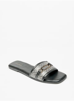 Buy Metal Accent Slip-On Flat Sandals in Saudi Arabia