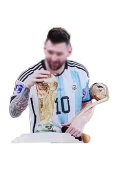 Buy LED 3D Illusion Lamp of Soccer Champion with World Cup Trophy White in UAE