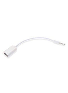 Buy Practical 3.5mm Male AUX Audio Jack To USB 2.0 Type A Female OTG Converter Adapter Cable White in Saudi Arabia