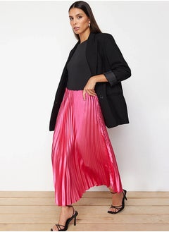 اشتري Pink Pleated Satin Fabric Maxi Length Woven Skirt TWOSS24ET00206 في مصر