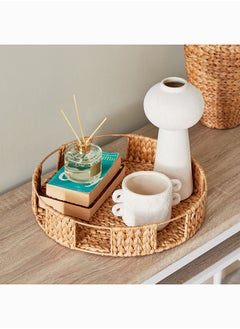 Buy Studio Water Hyacinth Round Decorative Tray 40 x 6 x 40 cm in UAE