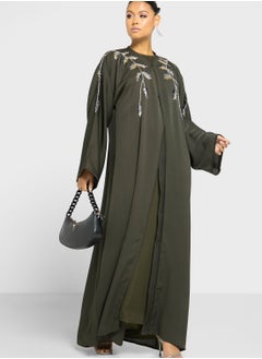 Buy V-Neck Embellished Abaya in UAE