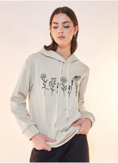 Buy Floral Print Dropped Shoulder Hoodie in Saudi Arabia