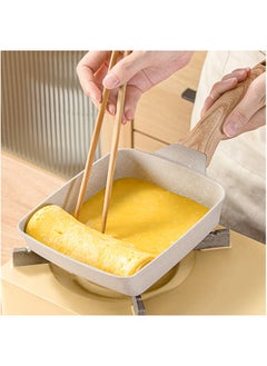 اشتري Omelette Pan Nonstick, Tamagoyaki Pan Egg Roll Pan, with Lid and Oil Brush - Omelette Pan - Tamago Pan - Omelet Pan - Small Egg Pan - Square Pan,White في السعودية