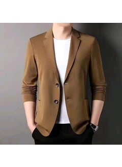 Buy 2024 Mens Casual Suit Slim Fit Business BlazerBrown Brown in Saudi Arabia