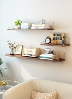 Buy 3-Piece Home Book Shelves Set, Floating Shelves for Wall Hanging, Wood Shelf, Wooden Shelves with Metal Brackets Hanging Shelf Wall Organizers for Home Black Color Free Installation Tool(Free to offer you 3 installation ways) in Saudi Arabia