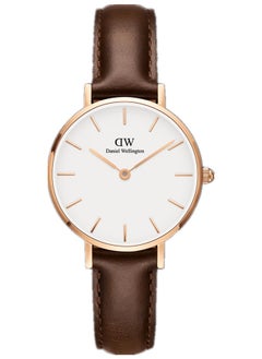 Buy Petite Bristol Eggshell White Round Watch for Women 32mm Dial with Dark brown Leather Strap DW00100171 in Saudi Arabia