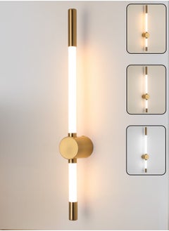 Buy LED Wall Lights for Bedrooms & Living Rooms - Dimmable Sconces Wall Lighting Fixtures with 3 Color Temperature & High-Quality Metal Construction - Modern Golden Linear Strip Shape in UAE