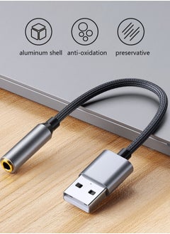 اشتري محول صوت جاك USB إلى 3.5 مم، كابل USB إلى Aux مع TRRS 4-Pole Mic-Support USB إلى سماعة الرأس AUX محول بطاقة صوت خارجية مدمجة للكمبيوتر PS4 PS5 والمزيد في الامارات