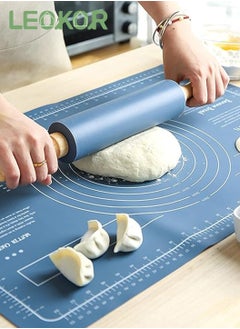 Buy 2 Pcs Silicone Baking Mat, Reusable Nonstick Bakeware Mats with Rolling Pin, Food Grade Silicone Dough Rolling Mat For Making Cookies, Multipurpose Mat, Countertop Mat, 40*60CM Blue in Saudi Arabia