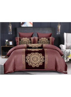 Buy Luxury Embroidery Style King Size Duvet Cover Bed Sheet Set Soft and Breathable 6Pcs Cotton and Polyester Bed Sheet Set 1 Duvet Cover 1 Bed Sheet And 4 Pillow Case Solid Color in UAE