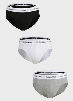 Buy Pack Of 3 Logo Band Briefs Grey/Black/White in Saudi Arabia