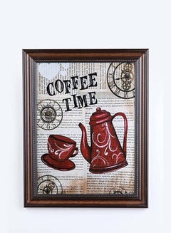 Buy Wooden Frame ,Wall Art Design, Wall Hanging Frame, Home Living Room Wall frame , Modern Decoration, Digital Print (Coffee time & jug and mug) - brown in Egypt