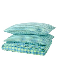 Buy Duvet Cover And 2 Pillowcases Light Green And Light Blue 240X220 And 50X80 Cm in Saudi Arabia