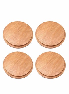 Buy Bamboo Cup Cover, Wooden Cup Lid Wooden Tea Glass Cup Cover Coffee Mug Cup Lid Drink Cup Cover Set for Home Office Store (4 Pcs) in UAE