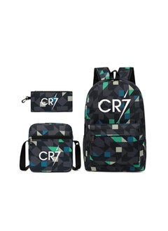 Buy 3PCS Backpack Set,CR7 Football Backpack,Large Capacity Casual Backpack with Lunch Bag and Pencil case for Boys Girls in UAE