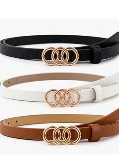 Buy 3pcs/set Women's Multi-color Round Buckle Thin Belt in Egypt