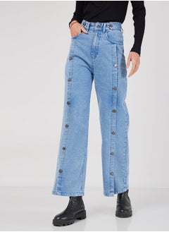 اشتري Button Detail Straight Fit Jeans with Pockets في السعودية