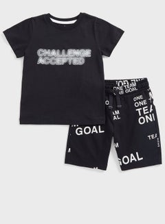 Buy Kids Slogan T-Shirt & Shorts Set in UAE