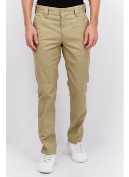 Buy Men Slim Fit Plain Chino Pants, Khaki in Saudi Arabia