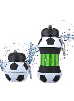 Buy Soccer Water Bottle, Creative Silicone Folding Children's Drink Bottle Portable Fall Proof Leak Proof Student Water Cup BPA Free Silicone Outdoor Sports Water Bottle (550ml) in UAE