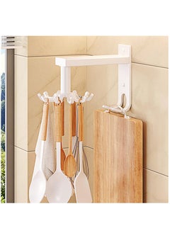 اشتري Wall Mounted Kitchen Rotating Hooks for Utensils, White Cooking Utensil Rack 12 Claw ( 10 Rotatable Utensil Hooks+ 2 Hanging Hooks) for Spoons Pot Rags. Metal Kitchen Utensils Hanger Holder. في الامارات