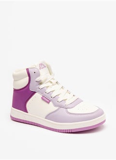 Buy Women's Panelled High Top Sneakers with Lace-Up Closure in Saudi Arabia