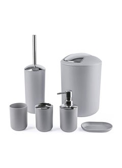 Buy 6-Piece Plastic Bathroom Set Accessories (Grey) in UAE