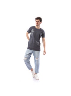 Buy Slip On Summer Printed T-Shirt - Dark Grey in Egypt